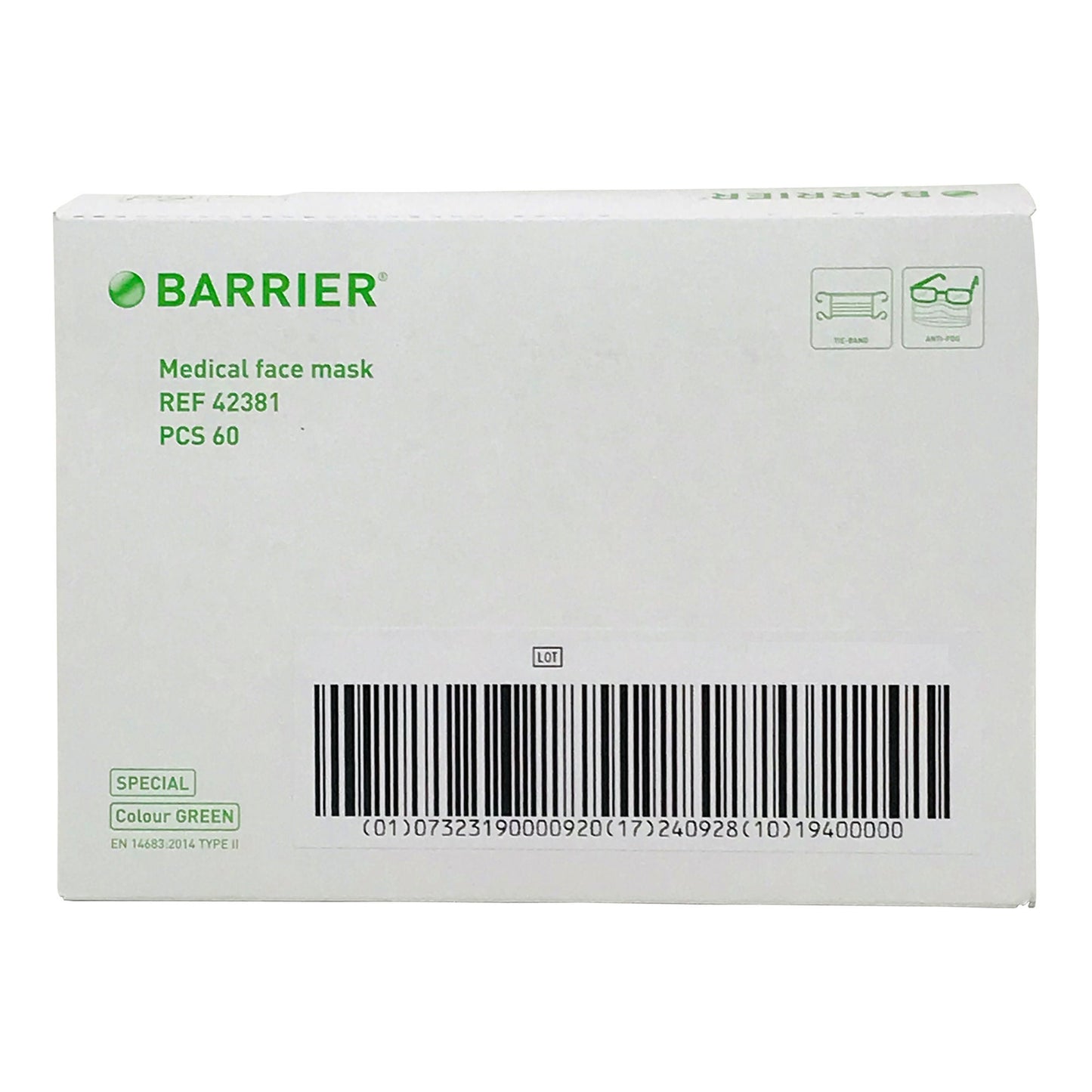 MASK, SURG TIES NR ANTIFOG (60/BX 10BX/CS)