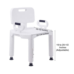 BENCH, BATH PREM W/BACK/ARMS PLAS FRAME 350LBS (4/CS)