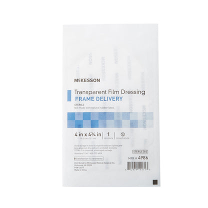 DRESSING, FILM TRANS W/FRM DELSTR 4"X4 3/4" (50/BX)
