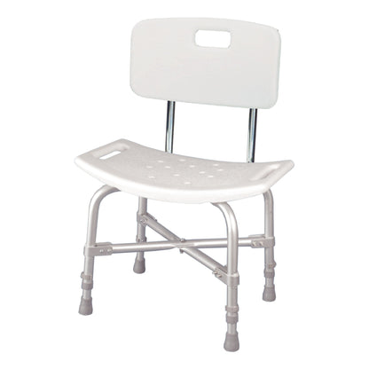 BENCH, BATH W/BACK BARIATRIC X-BRACED ALUM FRAME 500LB (1/CS