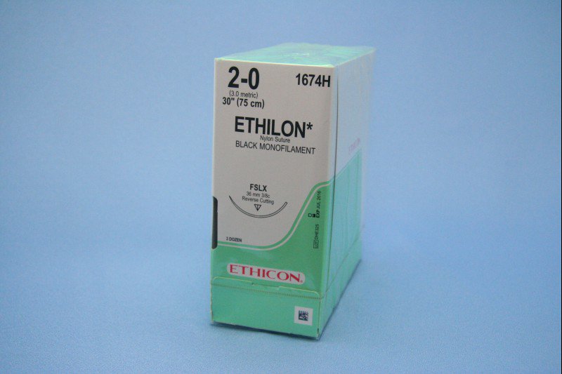 Ethilon Suture with Needle, Size 2-0