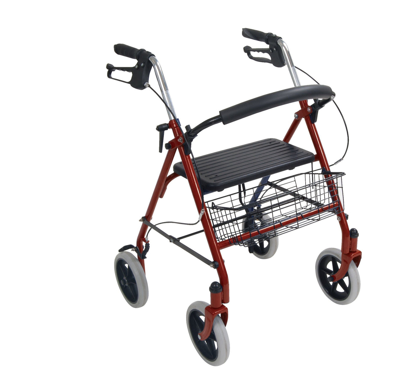 WALKER, ROLLATOR 4WHL STL W/BCK RED
