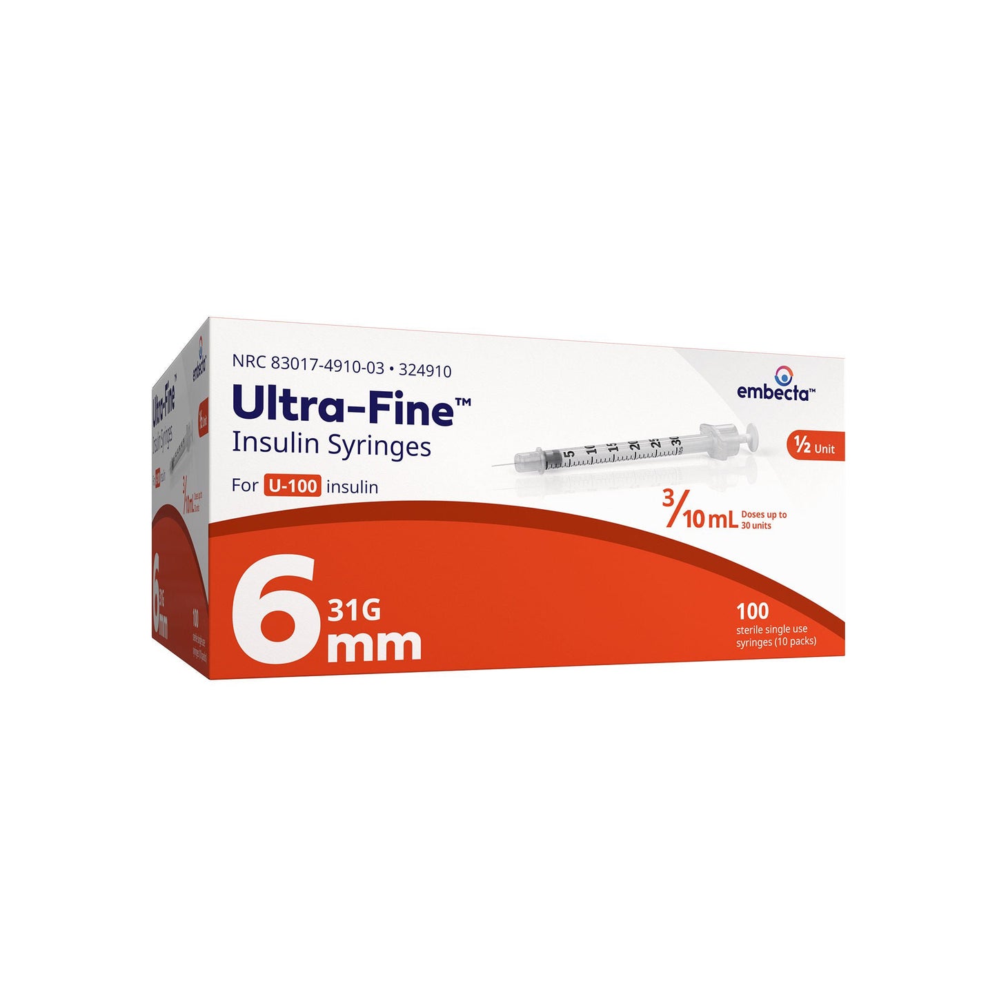 SYRINGE/NDL, INSULIN .3ML 31GX6MM (100/BX 5BX/CS) BD