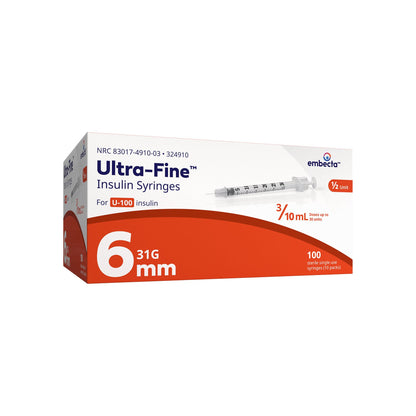 SYRINGE/NDL, INSULIN .3ML 31GX6MM (100/BX 5BX/CS) BD