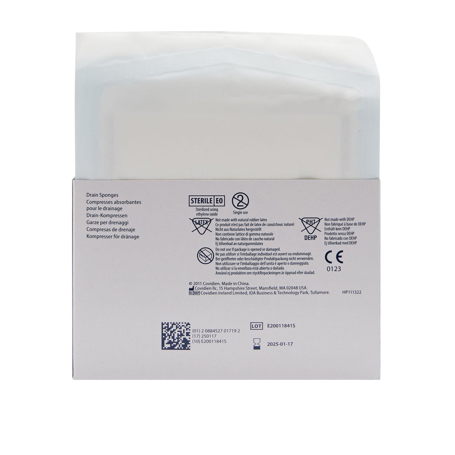 SPONGE, DRN 4"X4" 6PLY 2'S (2/PK 25PK/CT 12CT/CS) KENDAL
