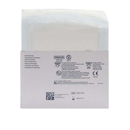 SPONGE, DRN 4"X4" 6PLY 2'S (2/PK 25PK/CT 12CT/CS) KENDAL