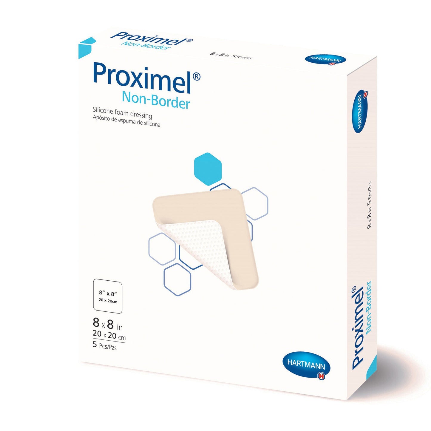 DRESSING, WND SIL TAPERED PROXIMEL N/BRDR 8X8" (5/BX 10BX/CS