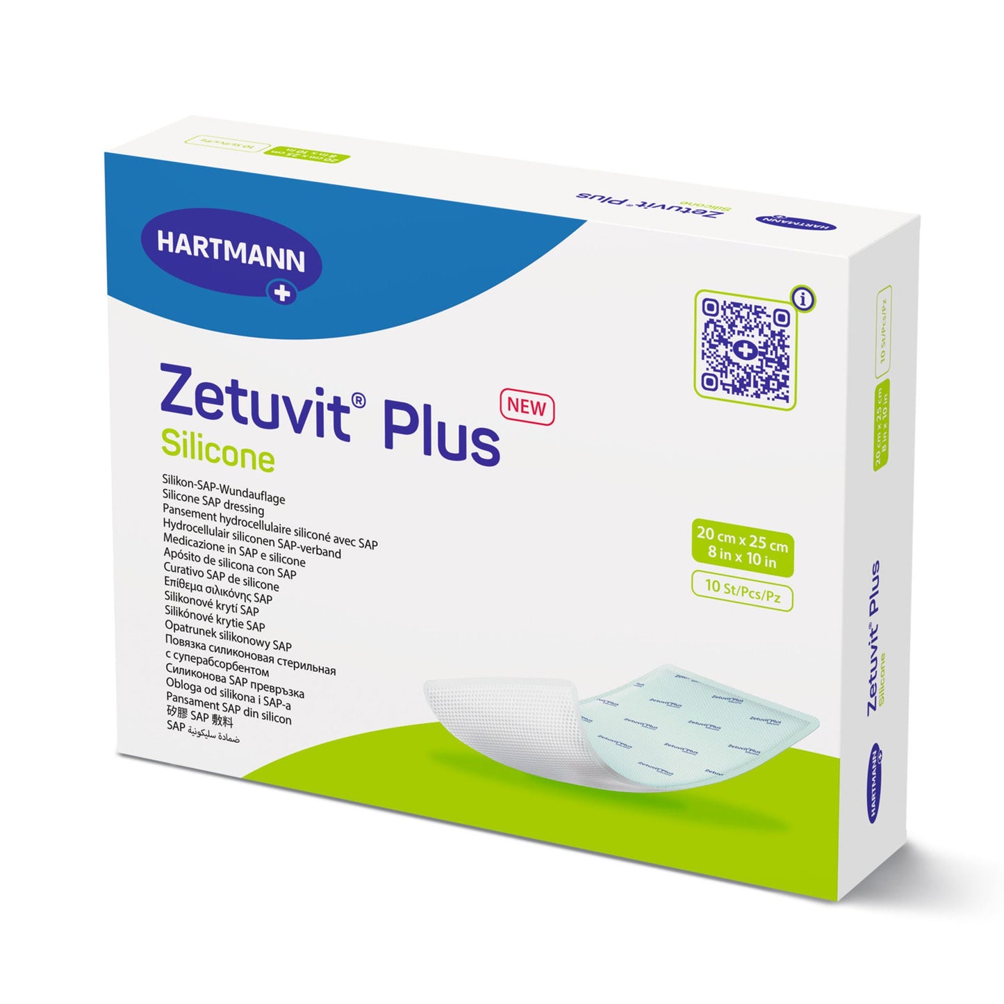 DRESSING, SUPER ABSRB SIL N/BRDR ZETUVIT PLUS 8"X10" (10/BX)