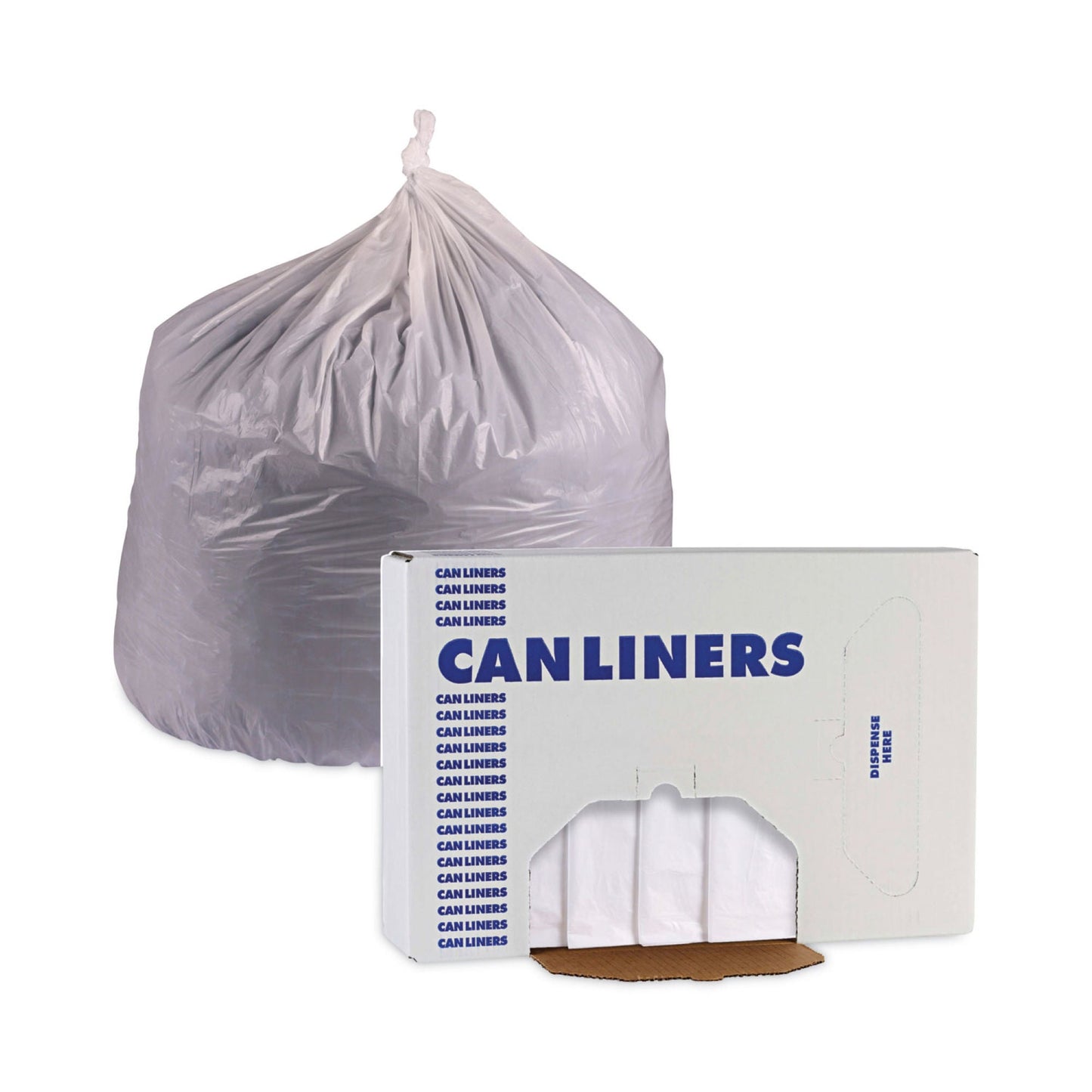 LINER, CAN TRASH LINEAR WHT .7MIL 60GL 38"X58" (100/CS)