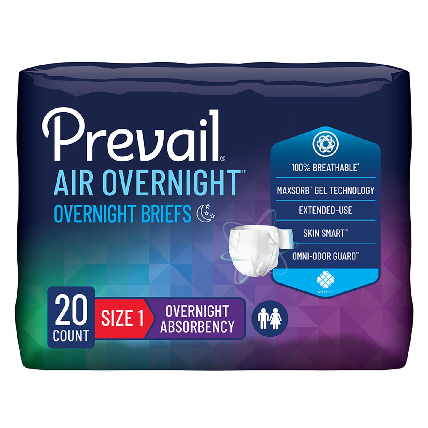 BRIEF, INCONT PREVAIL AIR OVERNIGHT SZ1/M (20/PK 4PK/CS)