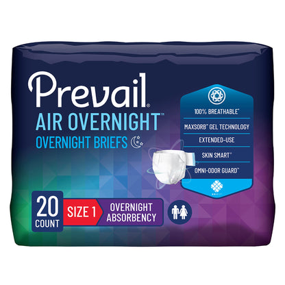 BRIEF, INCONT PREVAIL AIR OVERNIGHT SZ1/M (20/PK 4PK/CS)