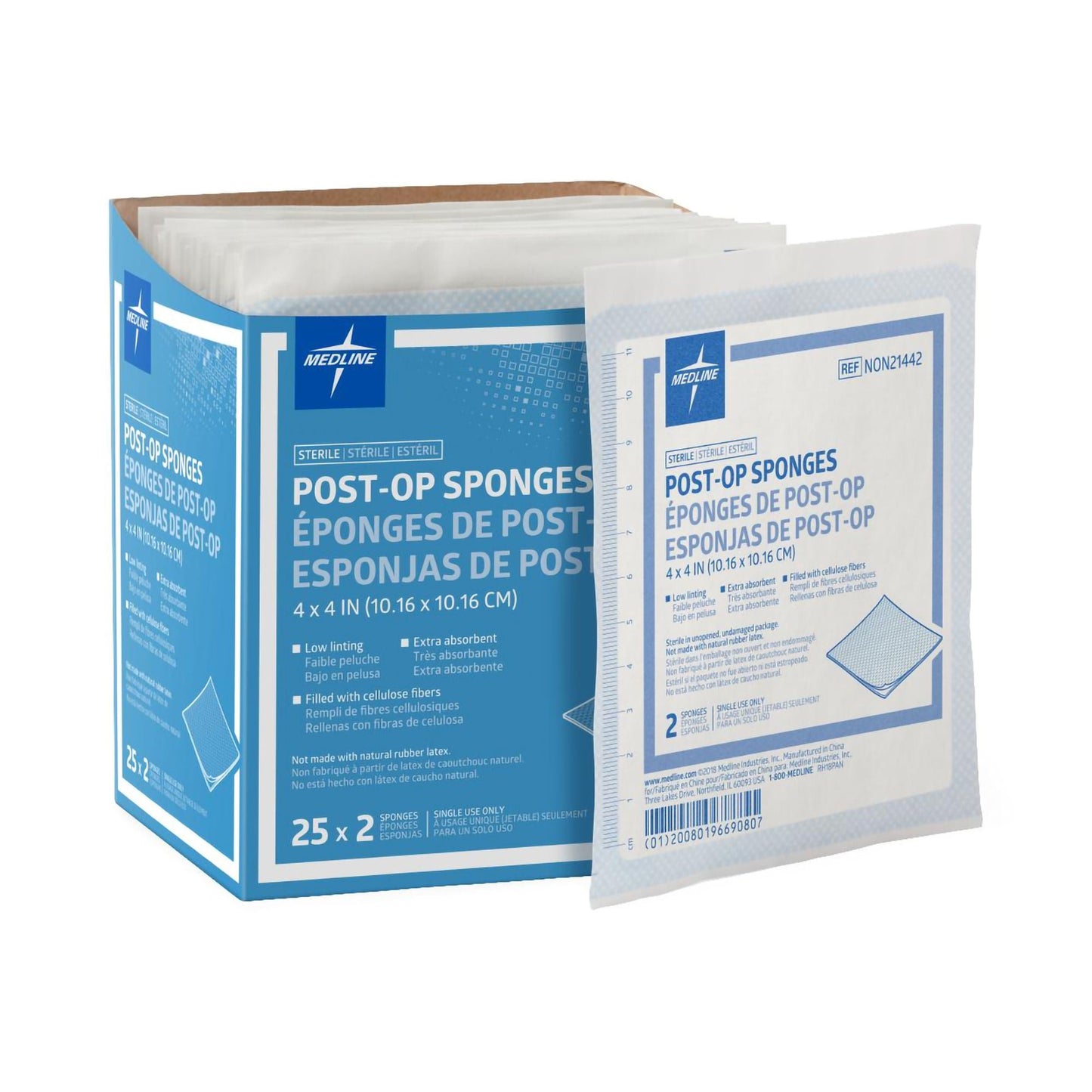 SPONGE, GAUZE POST-OP STR LF 4"X4" (2/PK 25PK/BX 24BX/CS)