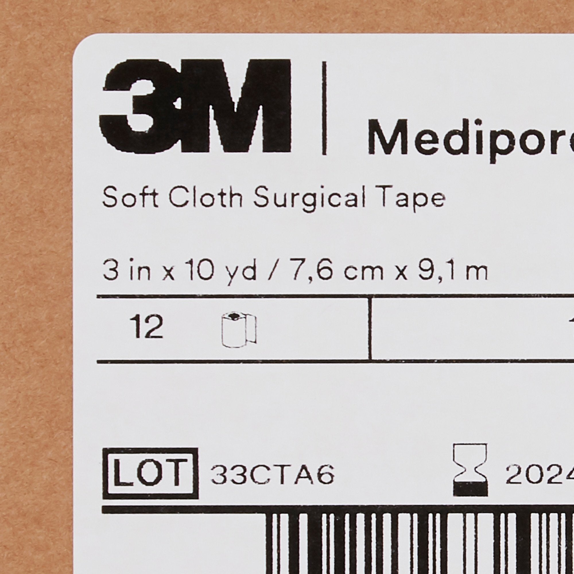 3M Medipore H Cloth Medical Tape, 3 Inch x 10 Yard, White