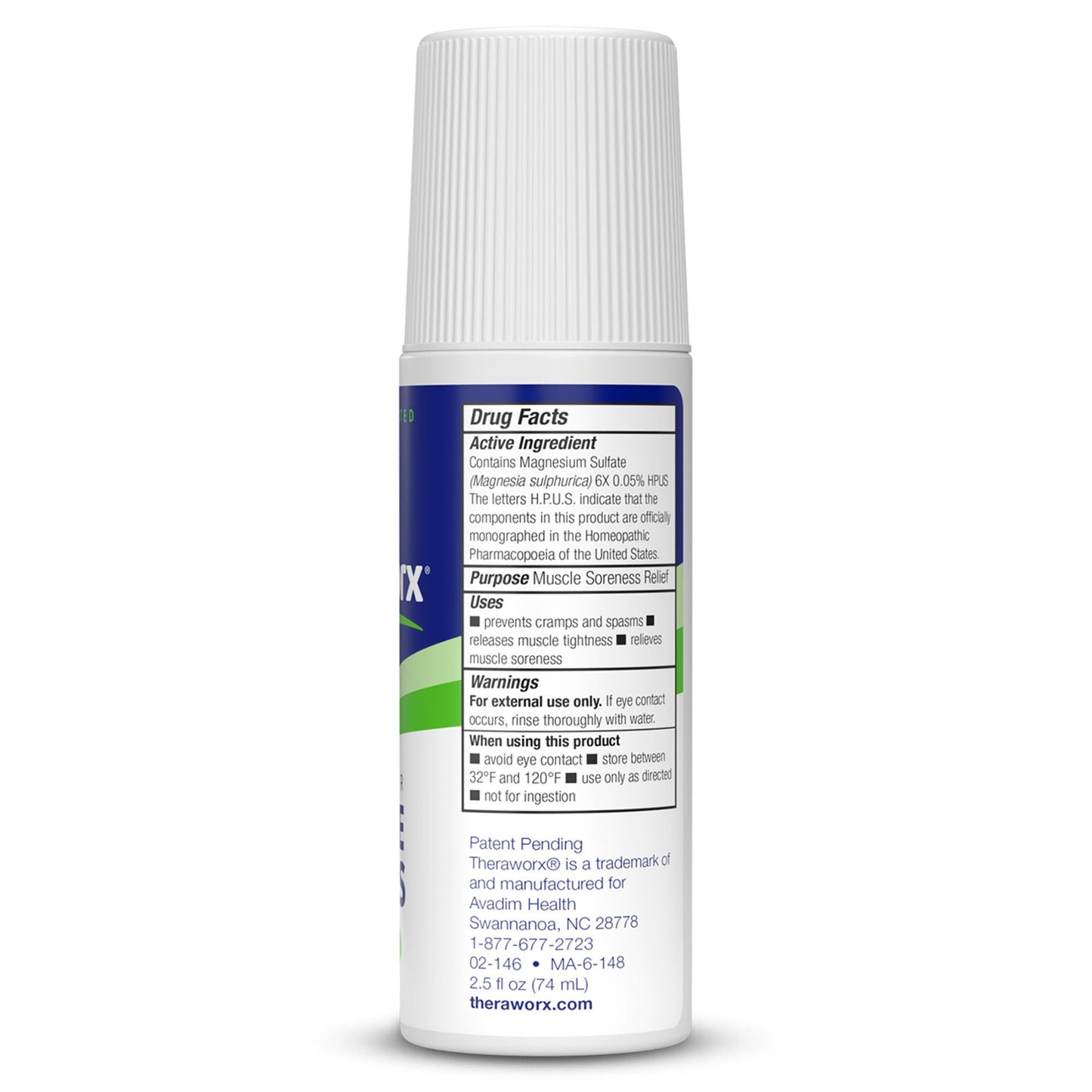THERAWORX RELIEF, ROLL-ON MUSCLE CRAMP 2.5OZ (4/PK 4PK/CS)