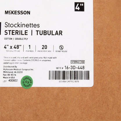 STOCKINETTE, TUBULAR 2PLY STR 4"X48"(20/CS)