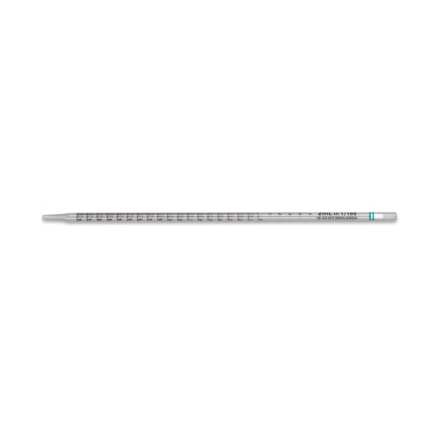 PIPETTE, SEROLOGICAL STD TIP STR GRN BAND 275MM 2ML (500/CS)