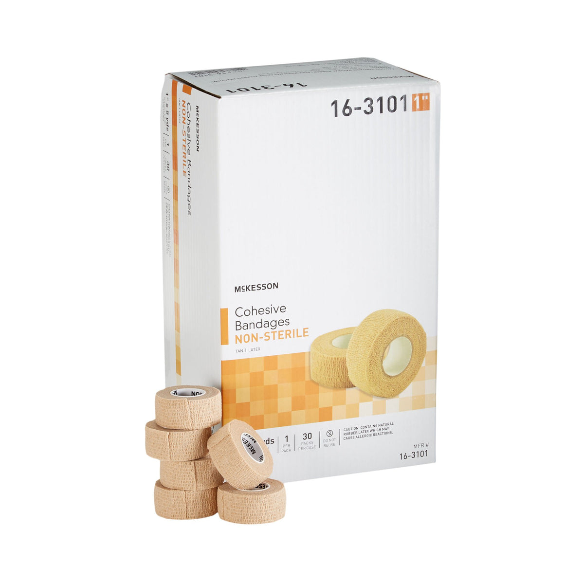 BANDAGE, COHESIVE N/S TAN 1" (30PK/CS)