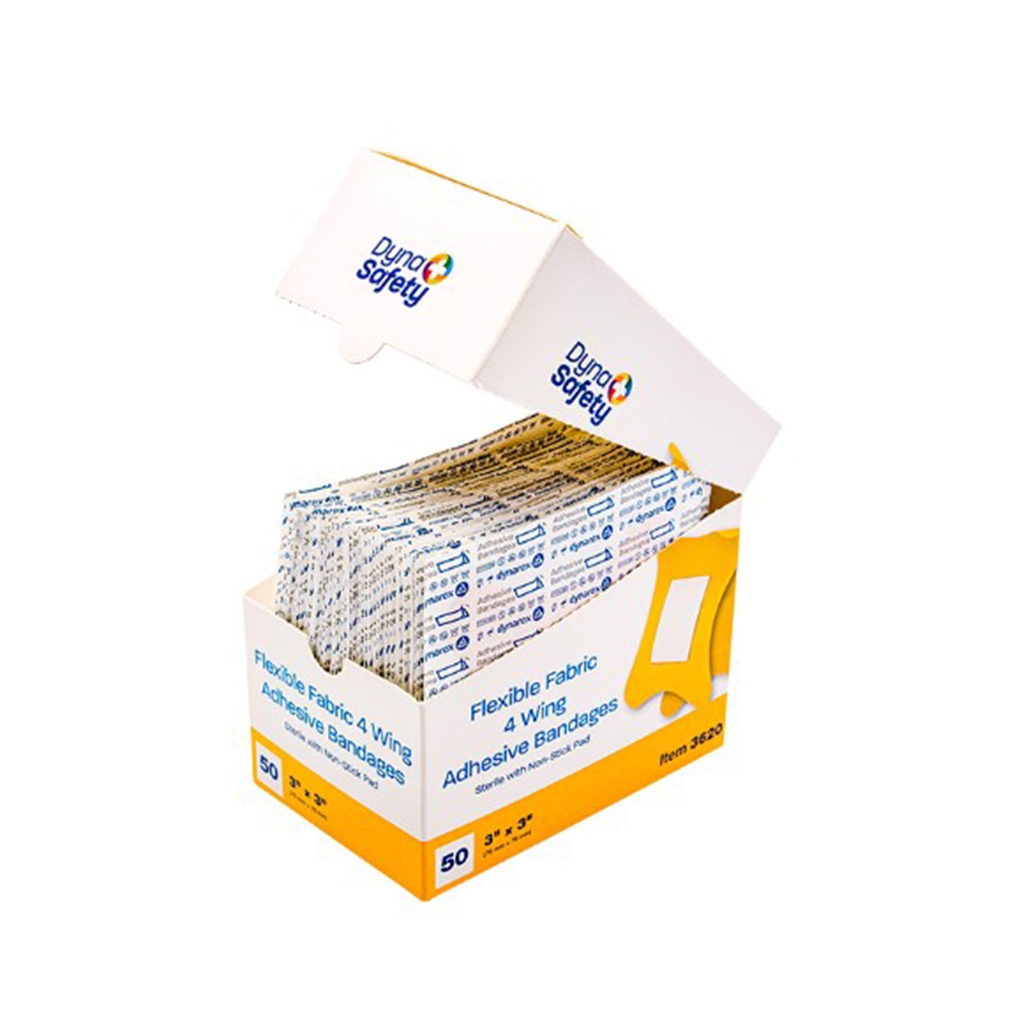 BANDAGE, ADH FABRIC 4WING 3X3 (50/BX 24BX/CS)