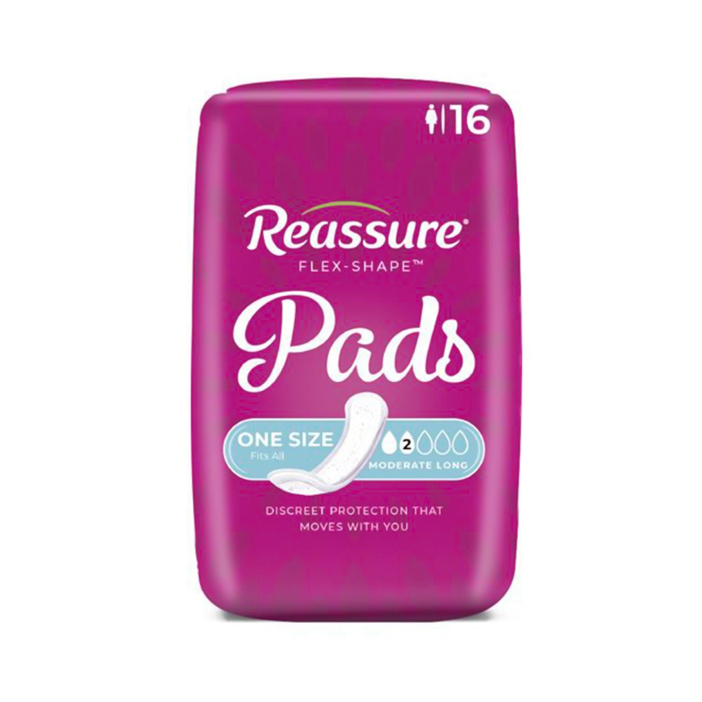 Reassure® Flex-Shape Pad™, Long Pad for Moderate Incontinence One Size Fits Most