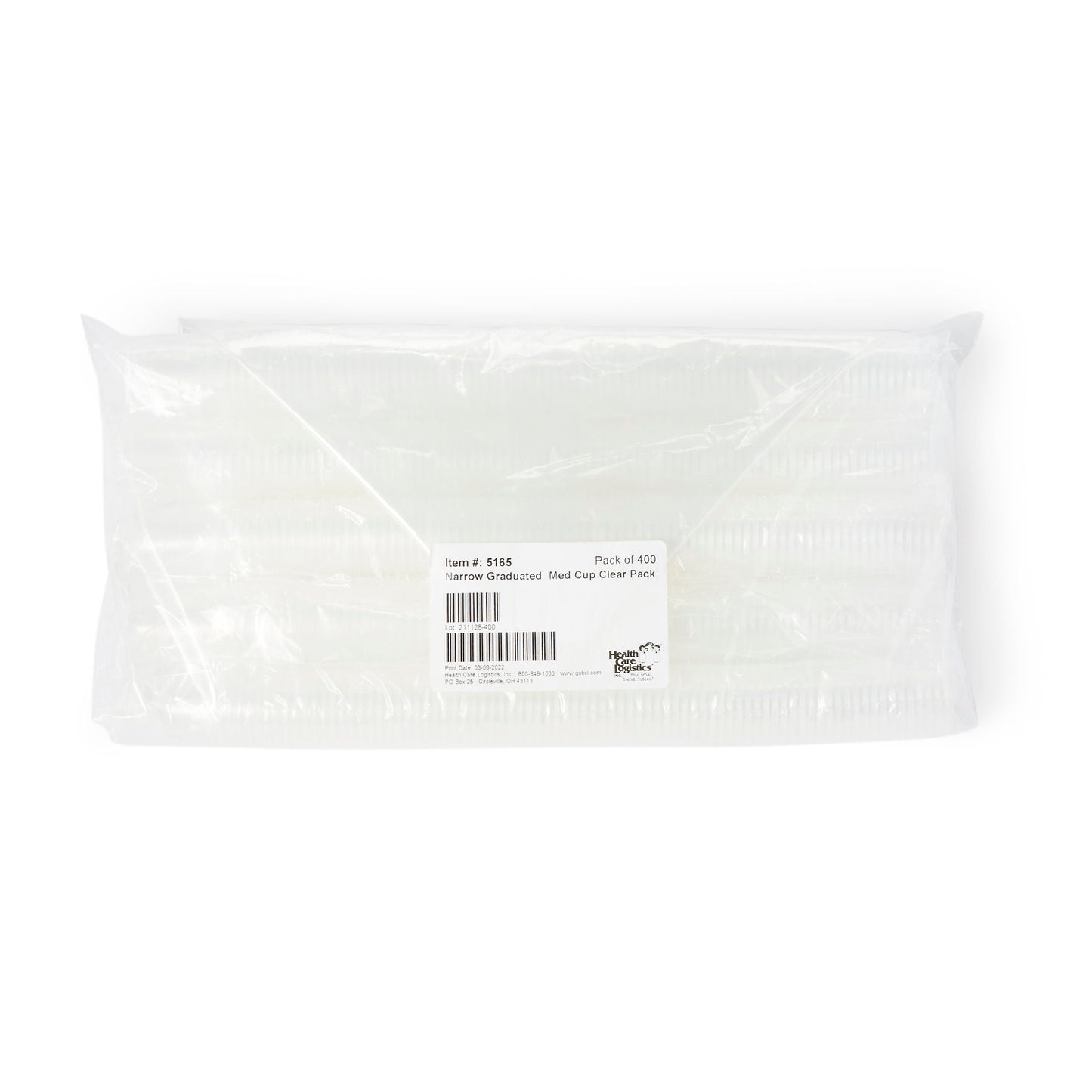 CUP, MED 30CC GRAD NARROW MOUTH CLR (400/PK)