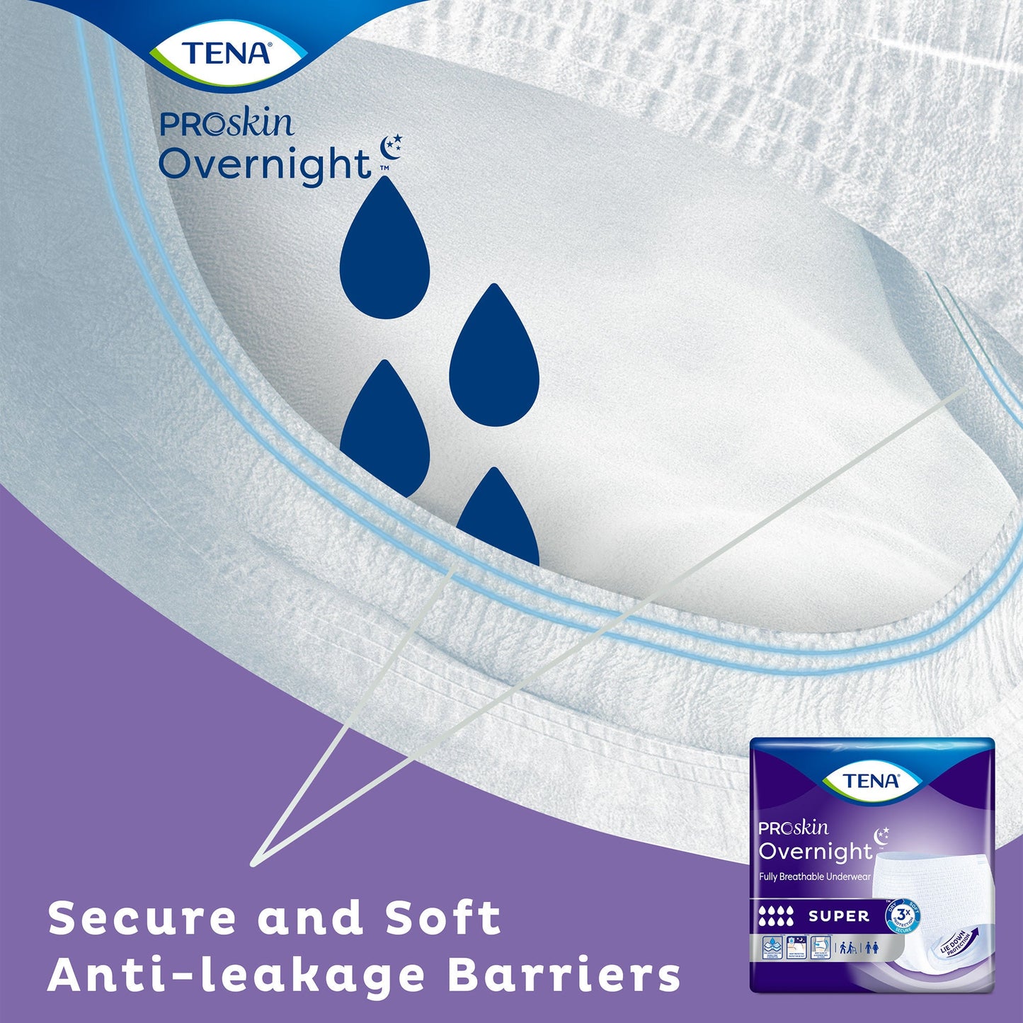 UNDERWEAR, TENA PROT OVRNIGHT W-SHAPE HI-ABSRB MED (14/BG 4B