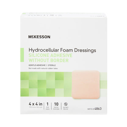 FOAM, ADH SIL W/O BORDER 4"X4"(10/BX 20BX/CS)