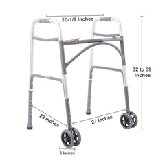 WALKER, FOLDING STEEL W/WHLS HVY DUTY ADLT 500LB (2/CS)