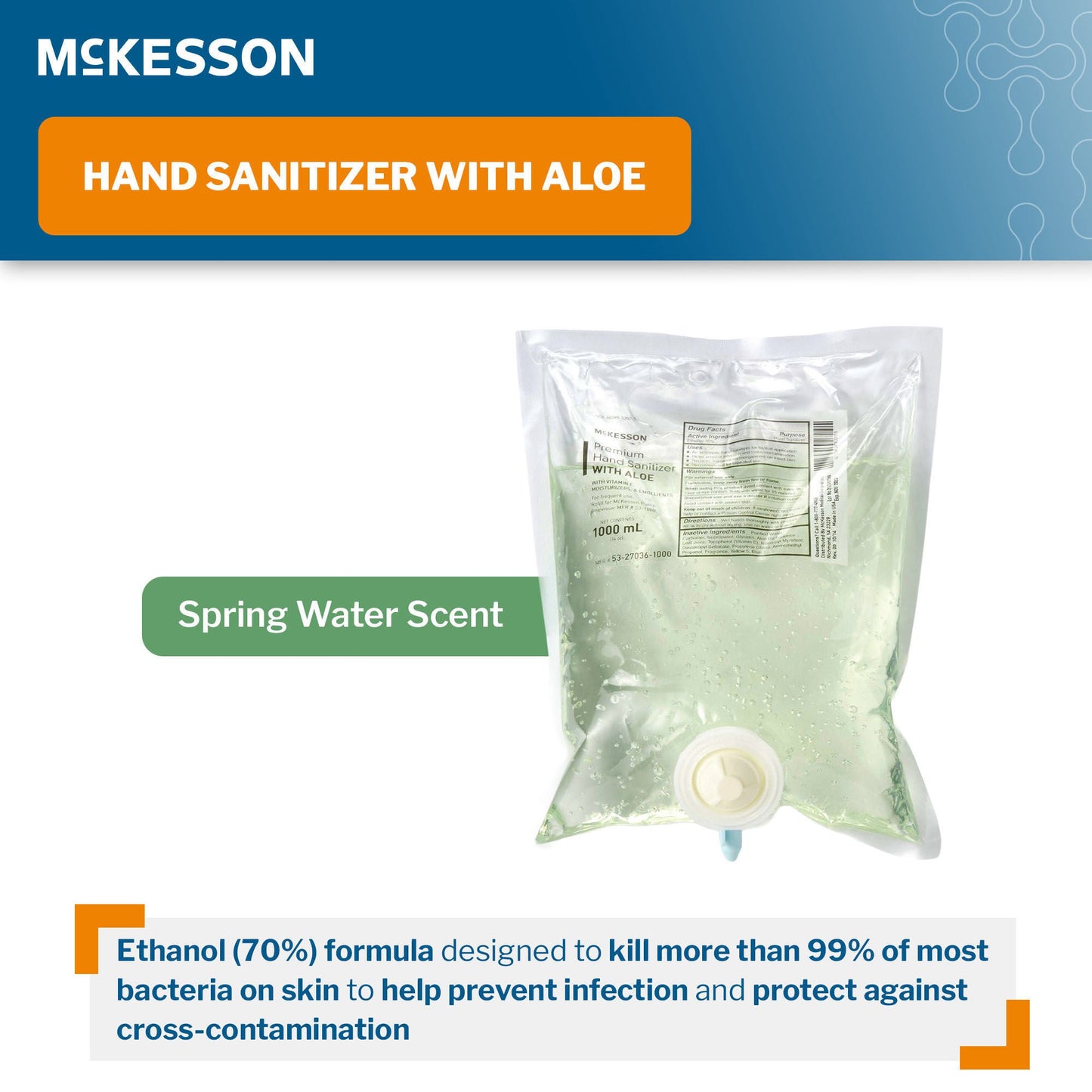SANITIZER, HAND ALOE GEL REFILL 1000ML (10/CS)