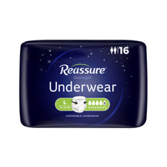 UNDERWEAR, INCONT REASSURE OVRNGHT LG (16/BG 4BG/CS)