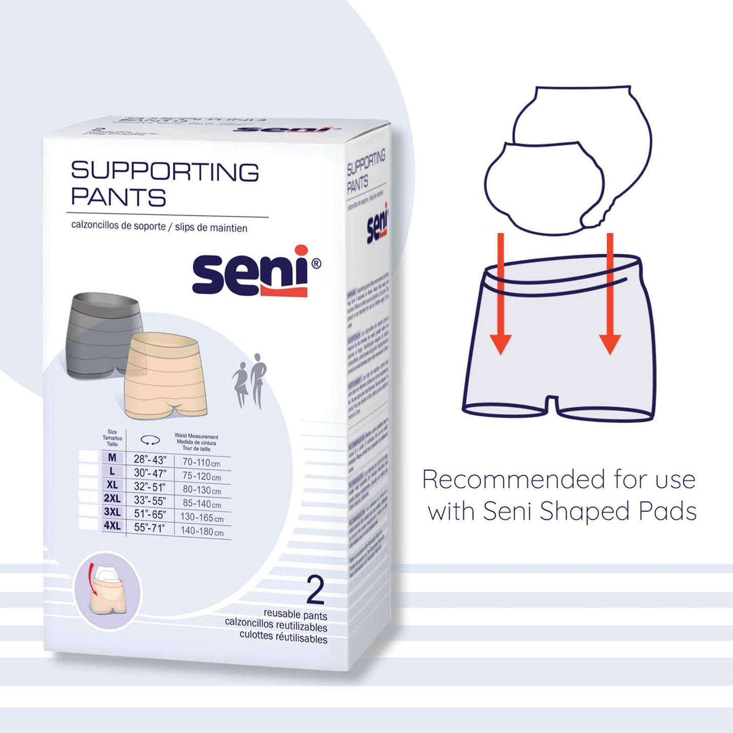 UNDERWEAR, SENI SUPPORTING NUDE/BLK LG (2/PK 16PK/CS)