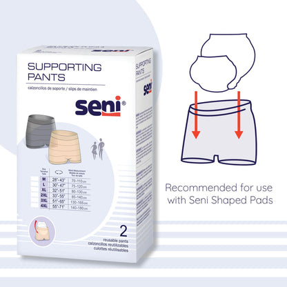 UNDERWEAR, SENI SUPPORTING NUDE/BLK LG (2/PK 16PK/CS)