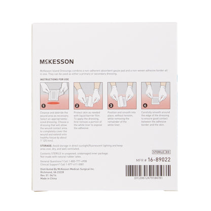 DRESSING, ISLAND BORDER-GAUZE STR LF 2X2" (25/BX 4BX/CS)