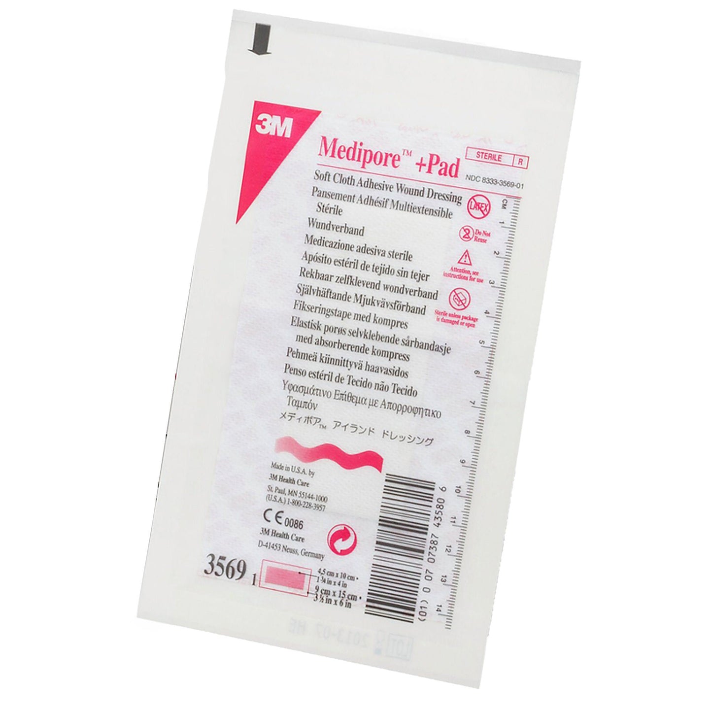 DRESSING, SOFT CLOTH MEDIPORE +PAD 3X1/2X6" (25/BX 3M