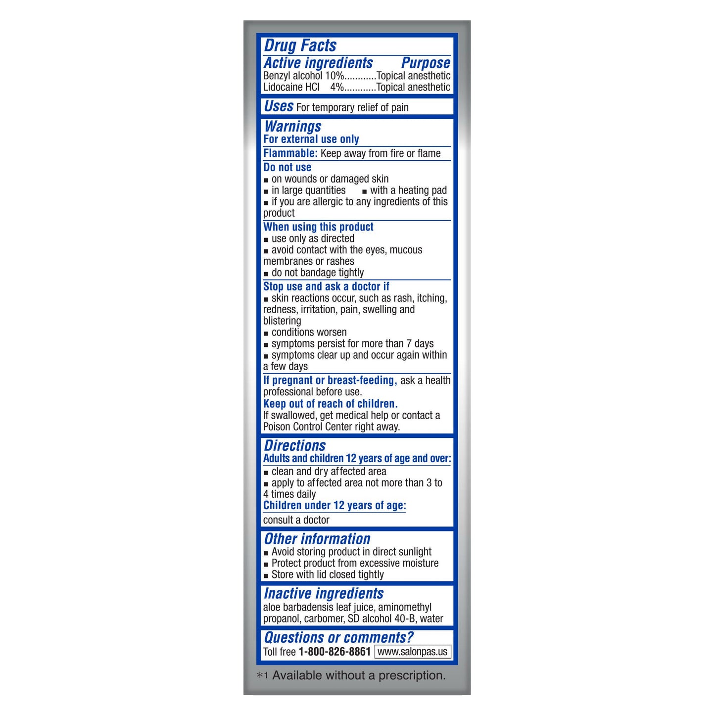 SALONPAS, ROLL ON LIDOCAINE PLUS PAIN 3OZ (3/PK 12PK/CS)
