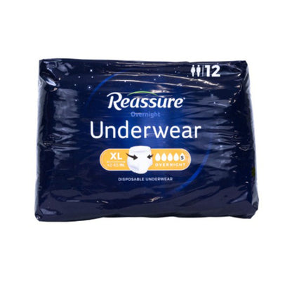 UNDERWEAR, INCONT REASSURE OVRNGHT XLG (12/BG 4BG/CS)