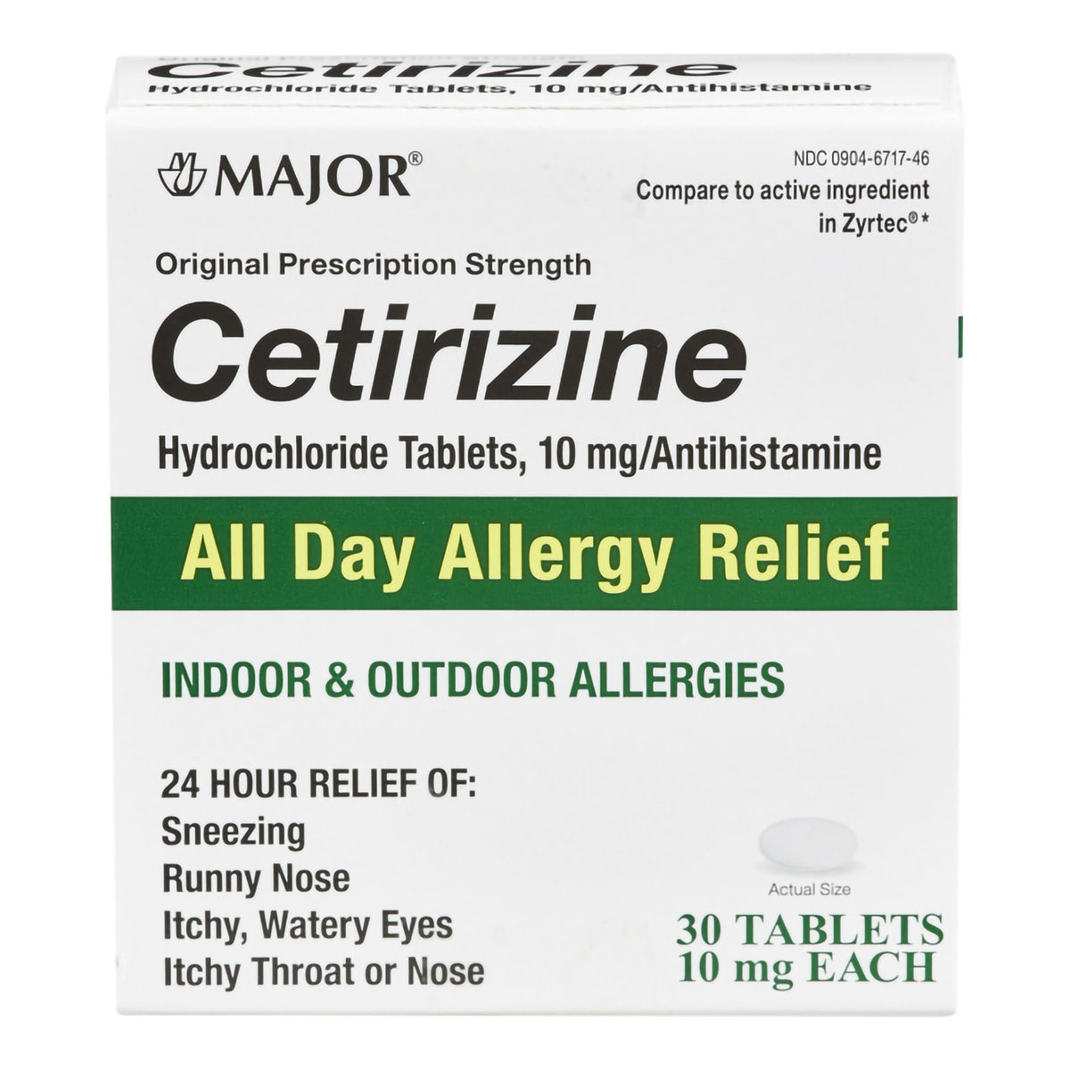 CETIRIZINE HCL, TAB 10MG (30/BT)