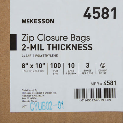 BAG, ZIP LOCK 8X10" (100/PK 10PK/BX 3BX/CS)