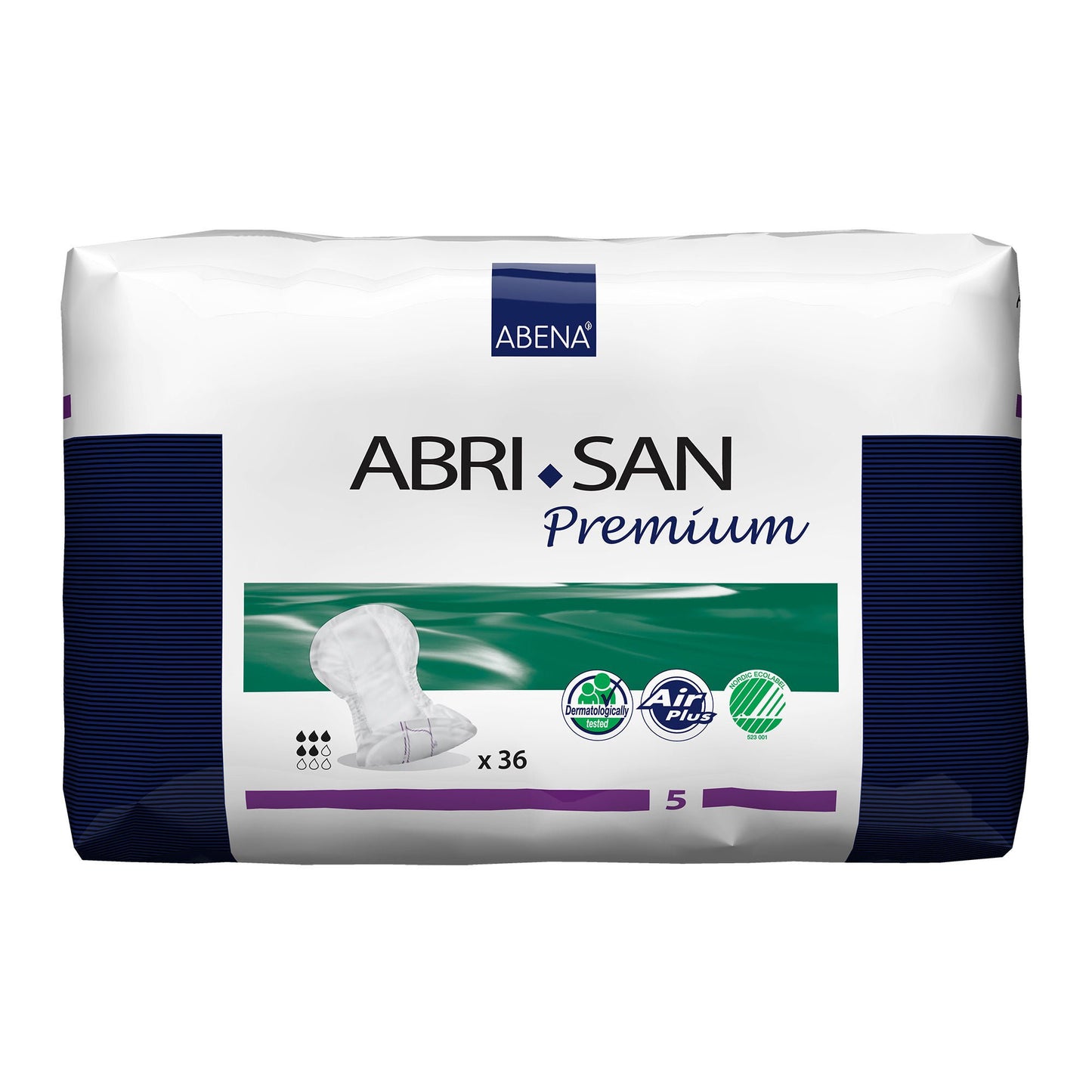 PAD, INCONT ABRI-SAN PREM #5 1200ML 11X21 (36/BG 4BG/CS)