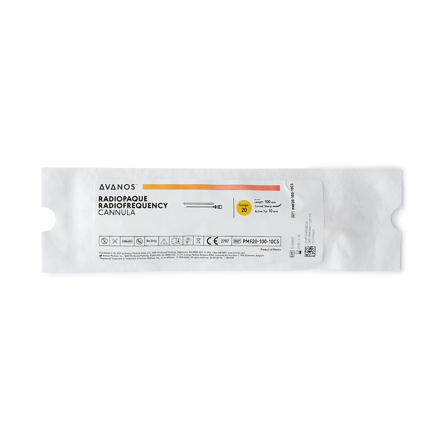 CANNULA, RF RADIOPAQUE ACTIVE TIP 20GX100MM 10MM (10/PK)