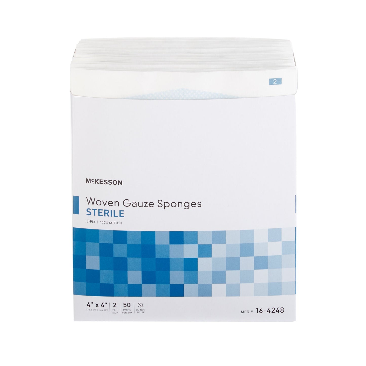 SPONGE, GAUZE 8PLY STR 2'S 4"X4" (2/PK 50PK/BX 12BX/CS)
