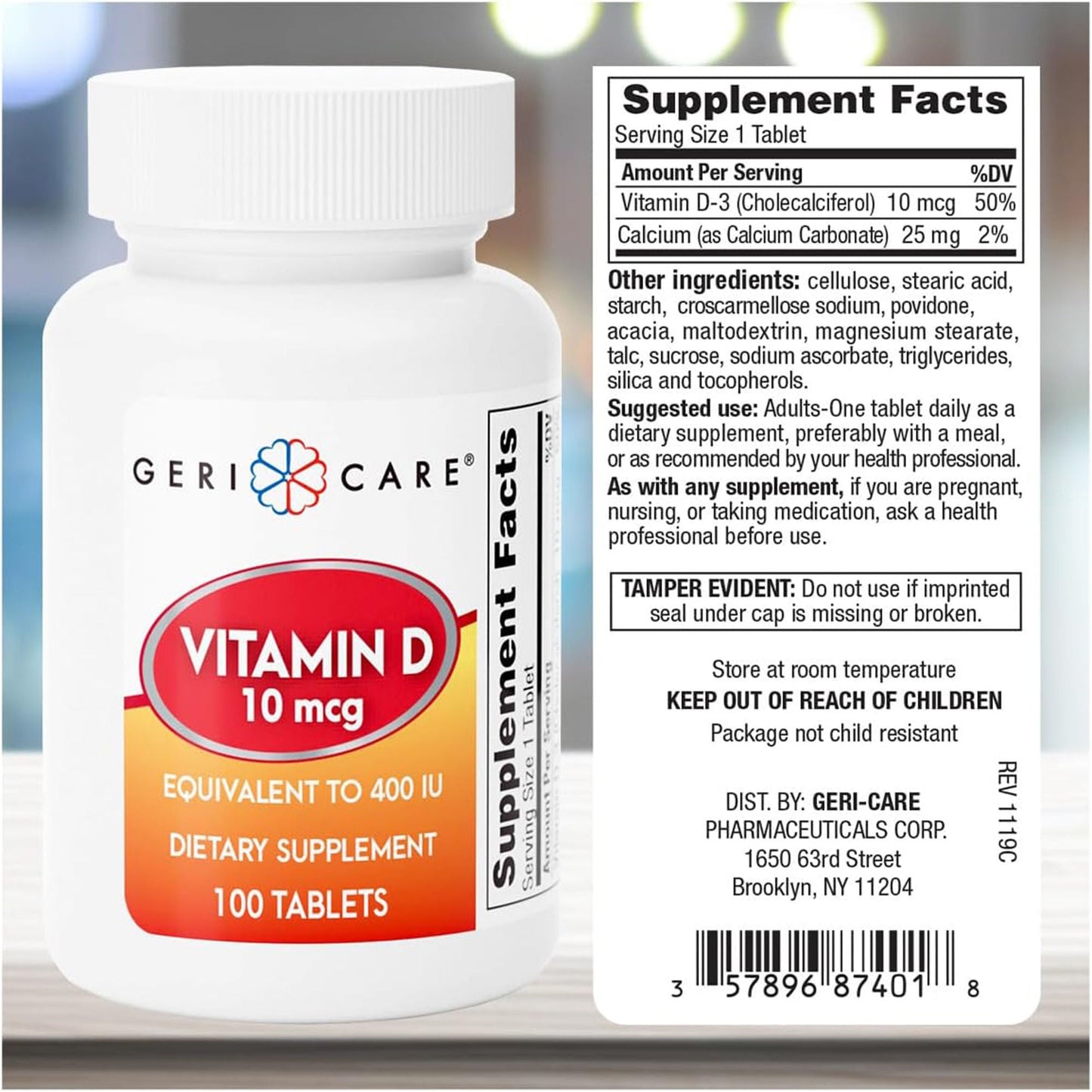 VITAMIN D, TAB 10MCG 400IU (100/BT)