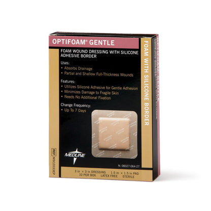 DRESSING, OPTIFOAM ADH GENTLE BORDER 3"X3" (10/BX 10BX/CS)