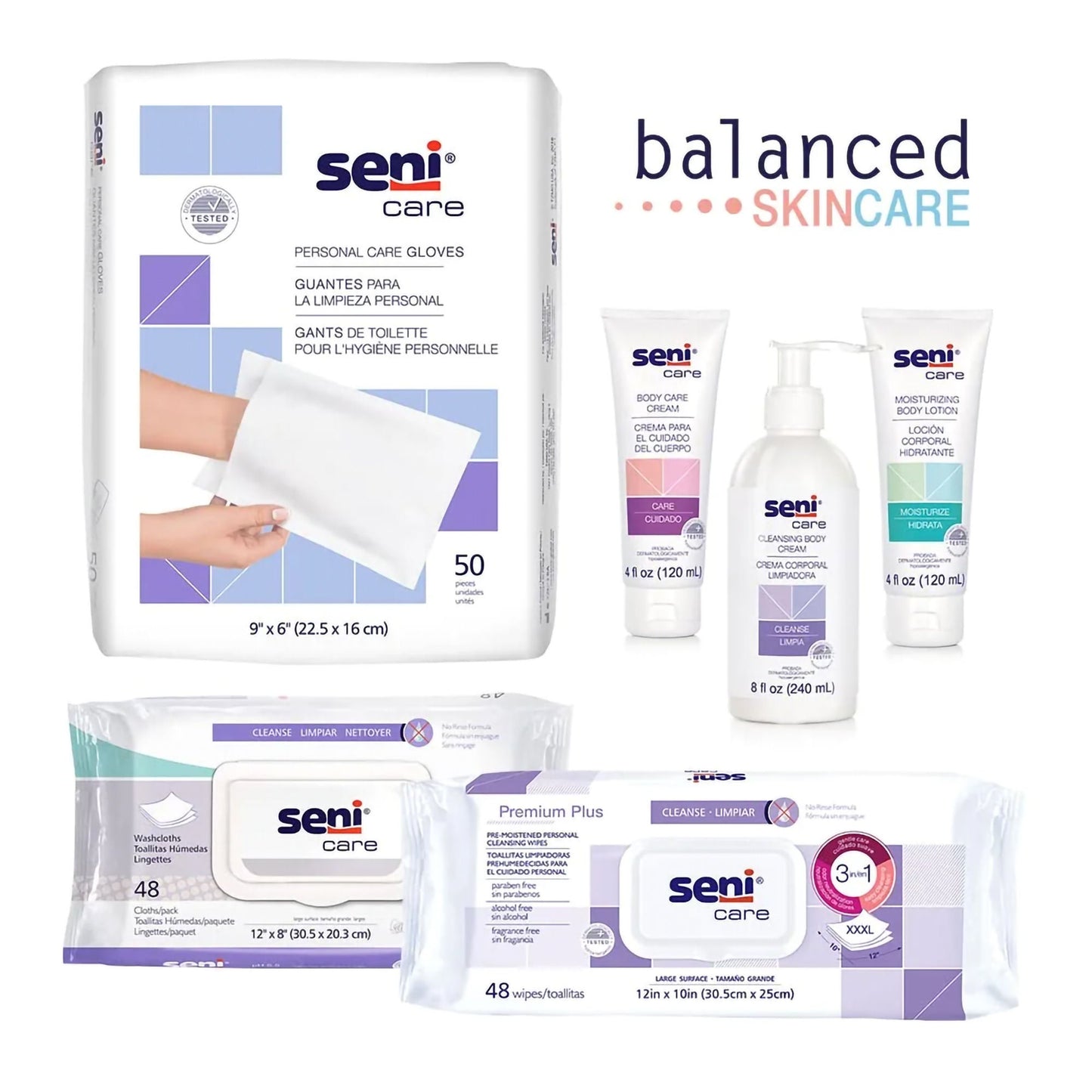 GLOVE, CLEANSING SENI CARE 9"X6" (50/PK 12 PK/CS)