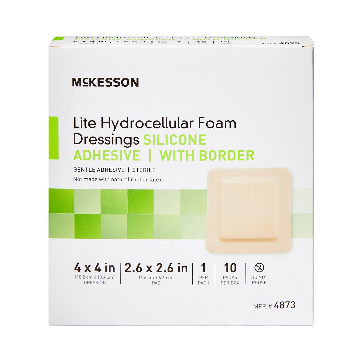 FOAM, ADH SIL LT W/BORDER 4"X4" (10/BX 20BX/CS)