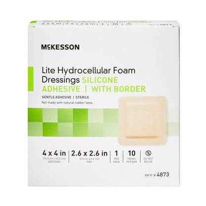 FOAM, ADH SIL LT W/BORDER 4"X4" (10/BX 20BX/CS)