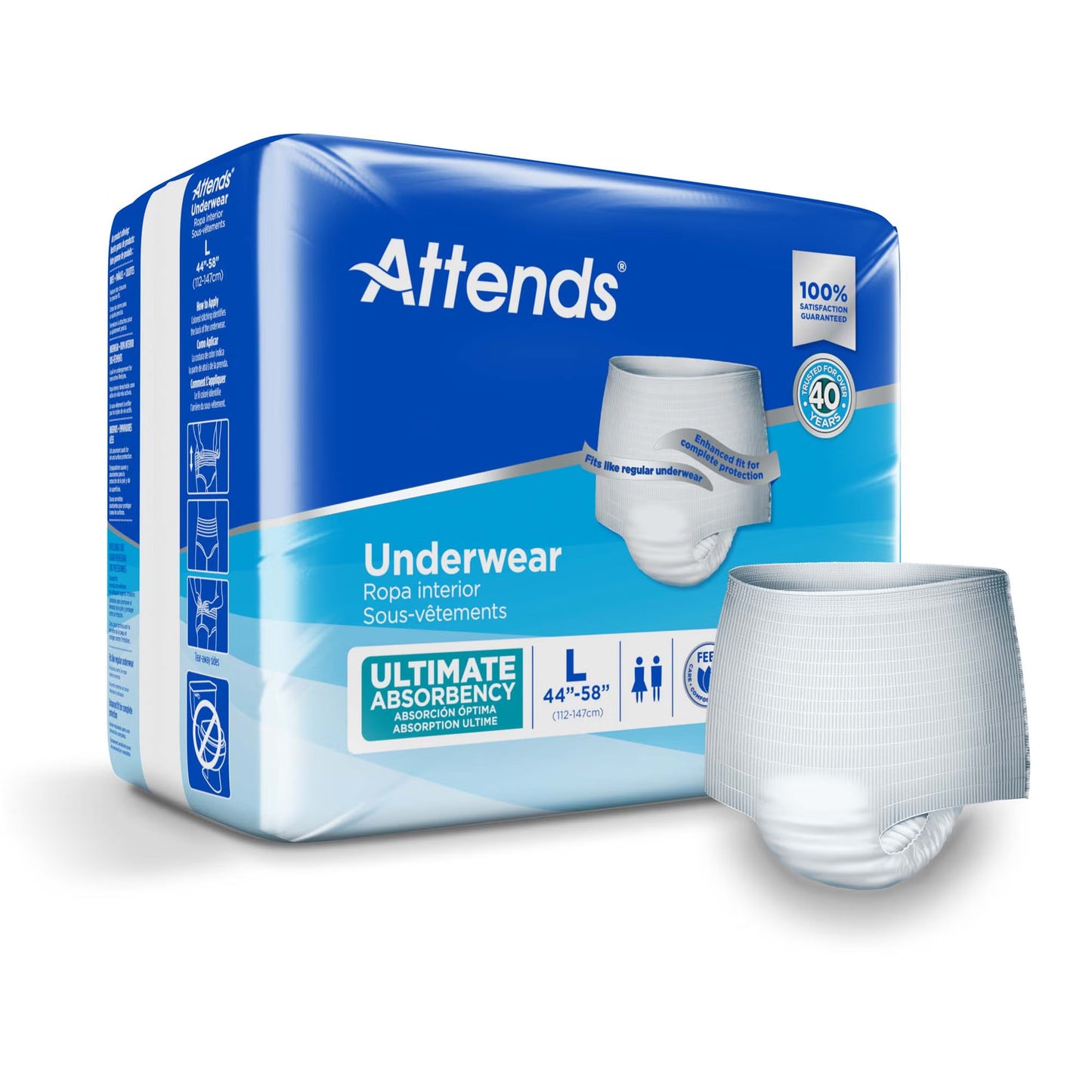 UNDERWEAR, ATTENDS ULT LG (18 /PK 4PK/CS)