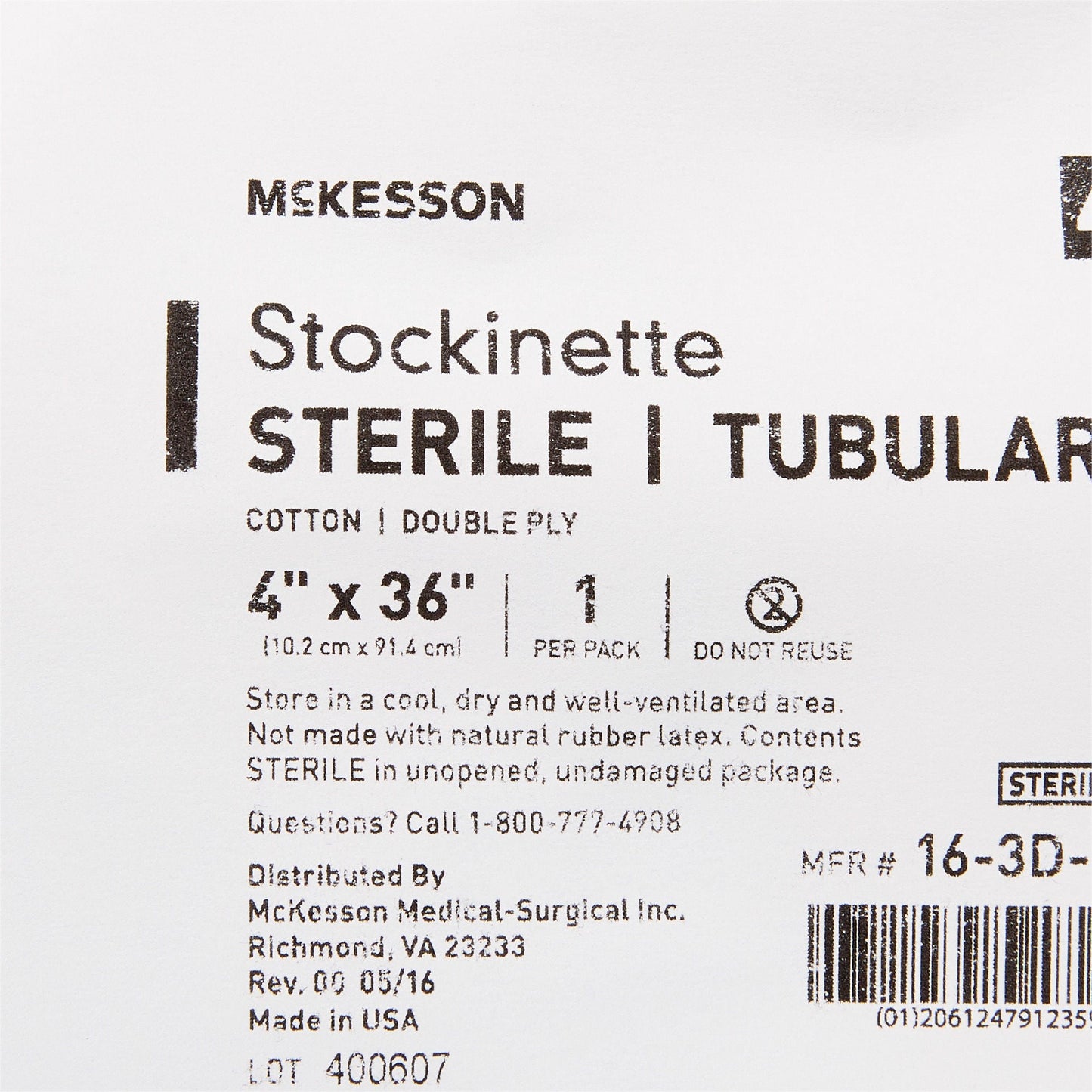 STOCKINETTE, CTN TUBULAR 2PLY STR 4"X36"(24/