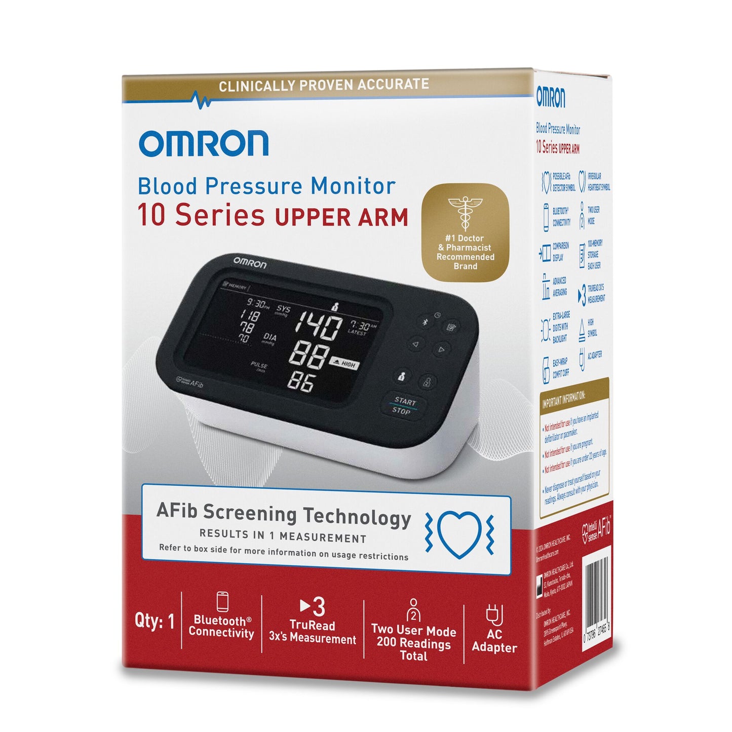 MONITOR, BP OMRON 10 SERIES UPPER ARM W/EASY WRAP (10/CS)