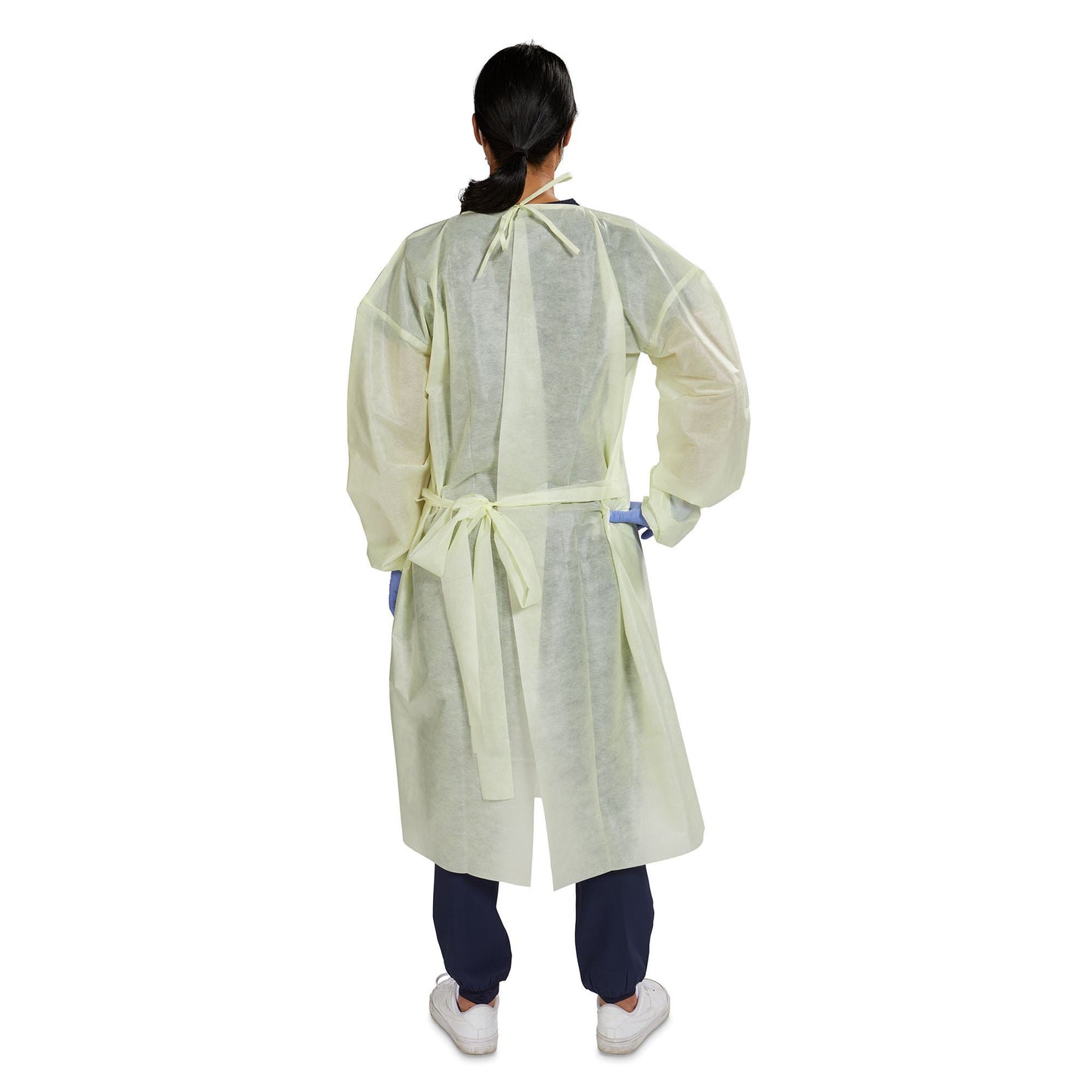 GOWN, ISO AAMI LVL2 NECK/WAISTTIE YLW OSFM (10/BG 10BG/CS)
