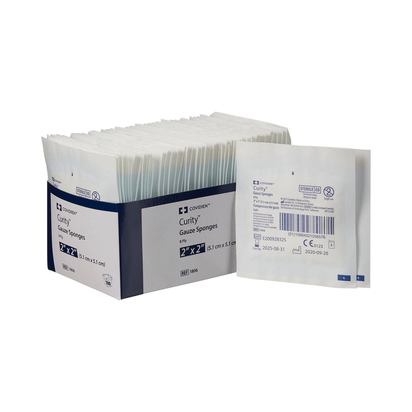 SPONGE, GAUZE 8PLY STR 2"X2" (2/PK 50PK/TR)